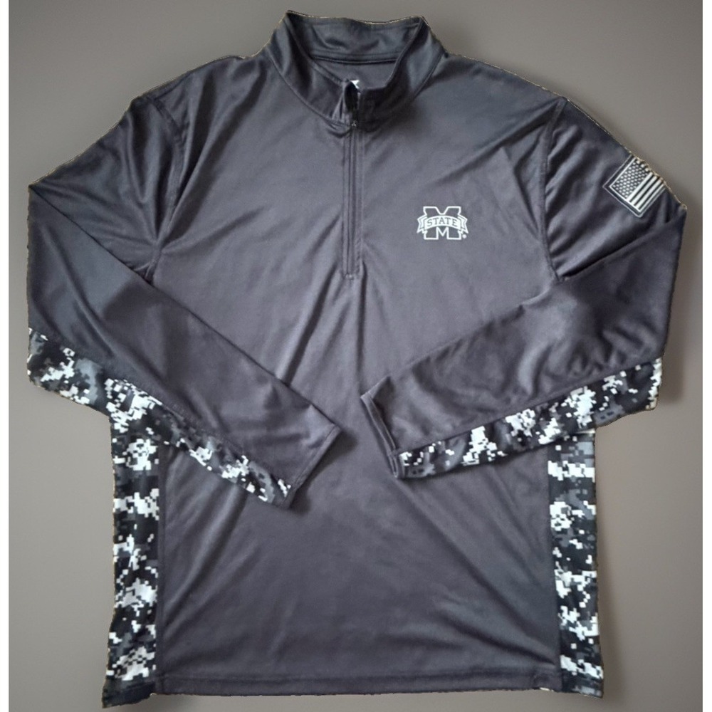Mississippi State Colosseum Long Sleeve Quarter Zip Shirt Logo USA Flag XL JBHS